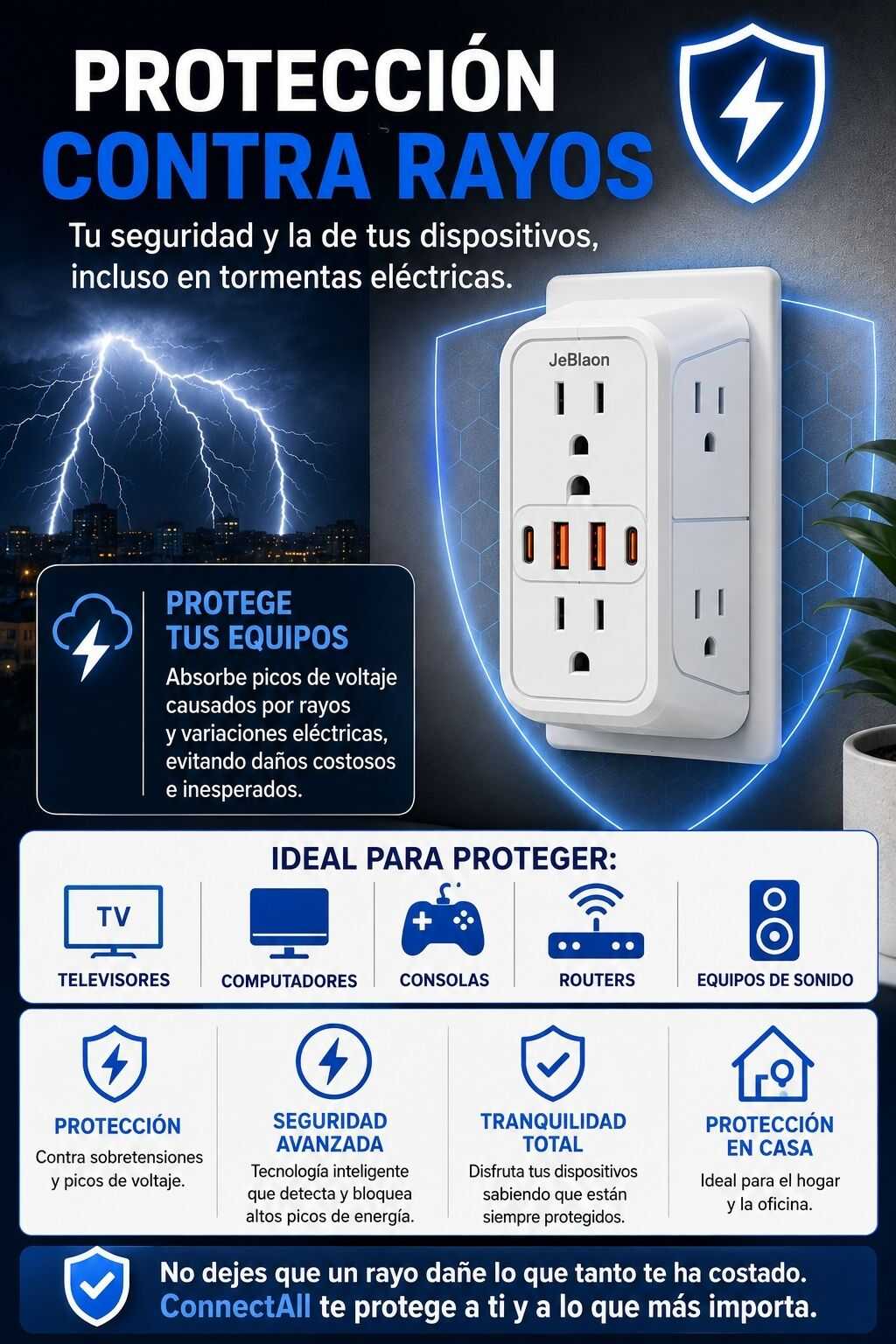 Protección del ConnectAll frente a rayos y picos de voltaje